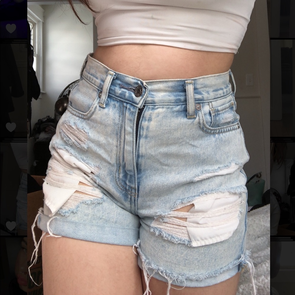 American Eagle high waisted ripped jean shorts